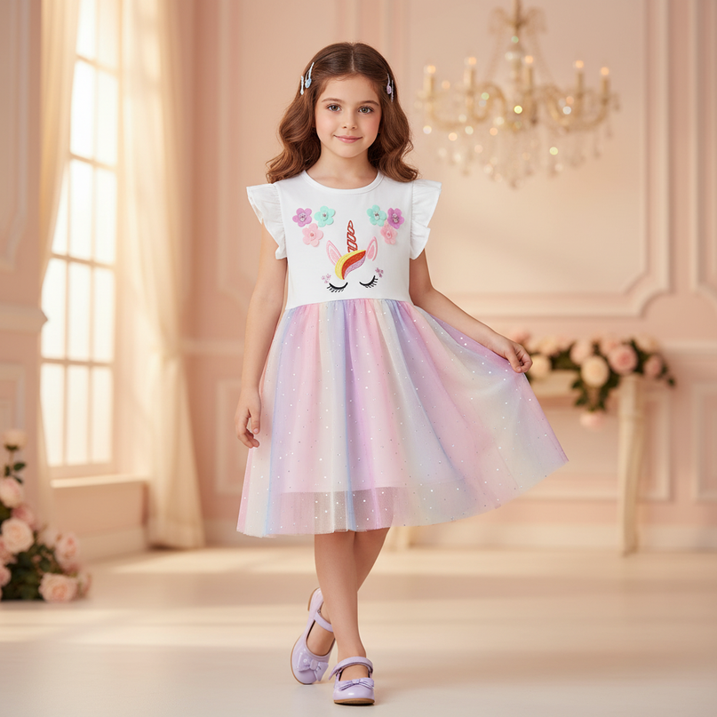 unicorn birthday party dress - front
