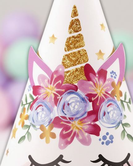 unicorn birthday party hats - detail