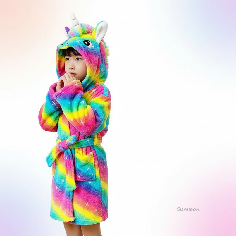 unicorn birthday robe - white-bg