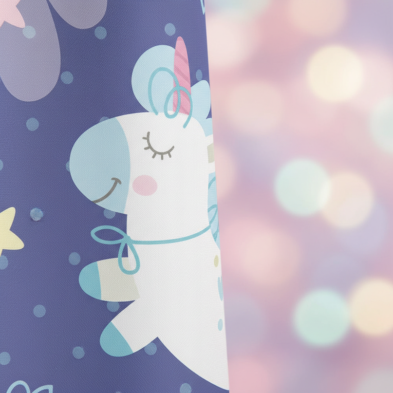 unicorn birthday shower curtain - detail