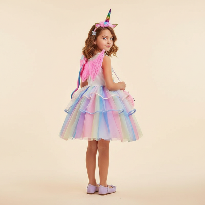 unicorn birthday tutu led dress - back