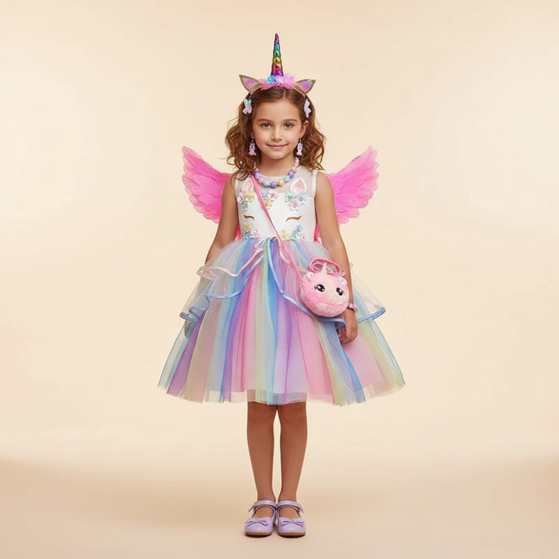 unicorn birthday tutu led dress - detail