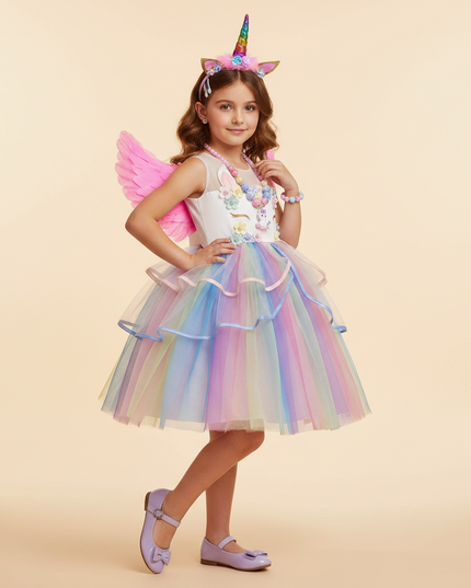 unicorn birthday tutu led dress - front