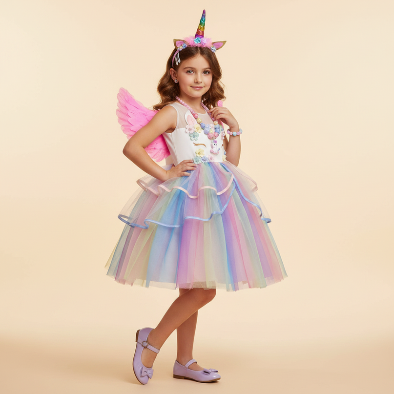 unicorn birthday tutu led dress - front