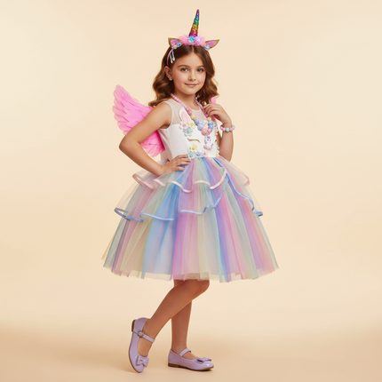 unicorn birthday tutu led dress - front