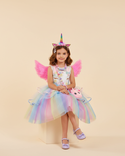 unicorn birthday tutu led dress - sitting