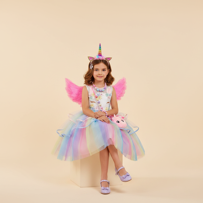 unicorn birthday tutu led dress - sitting