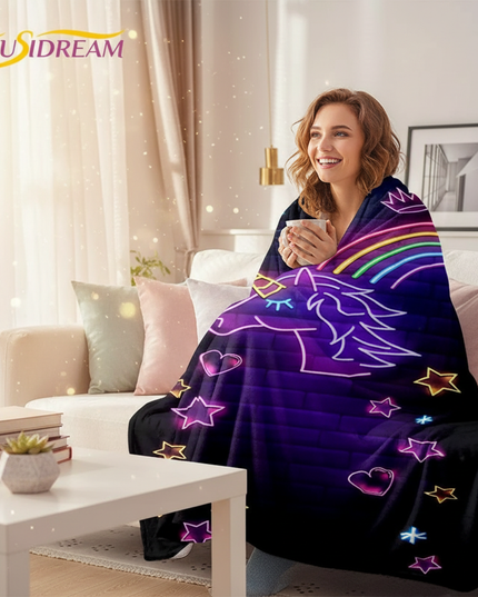 unicorn blanket adults - in-use