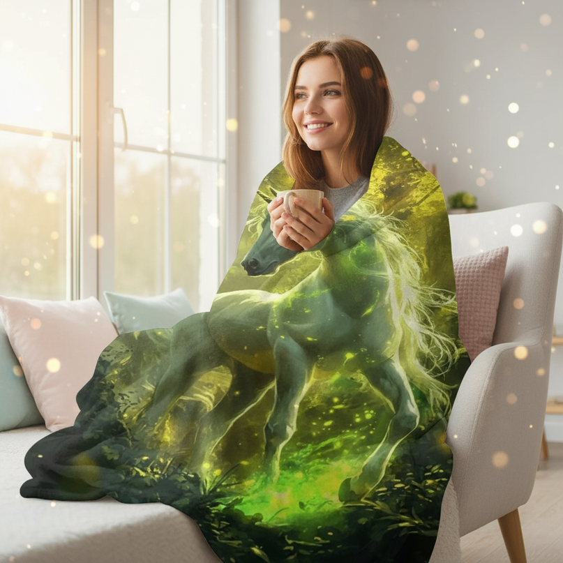 unicorn blanket bed - in-use