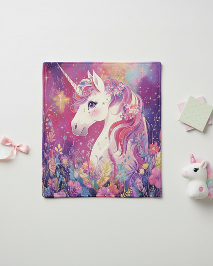 unicorn blanket camping - flat-lay