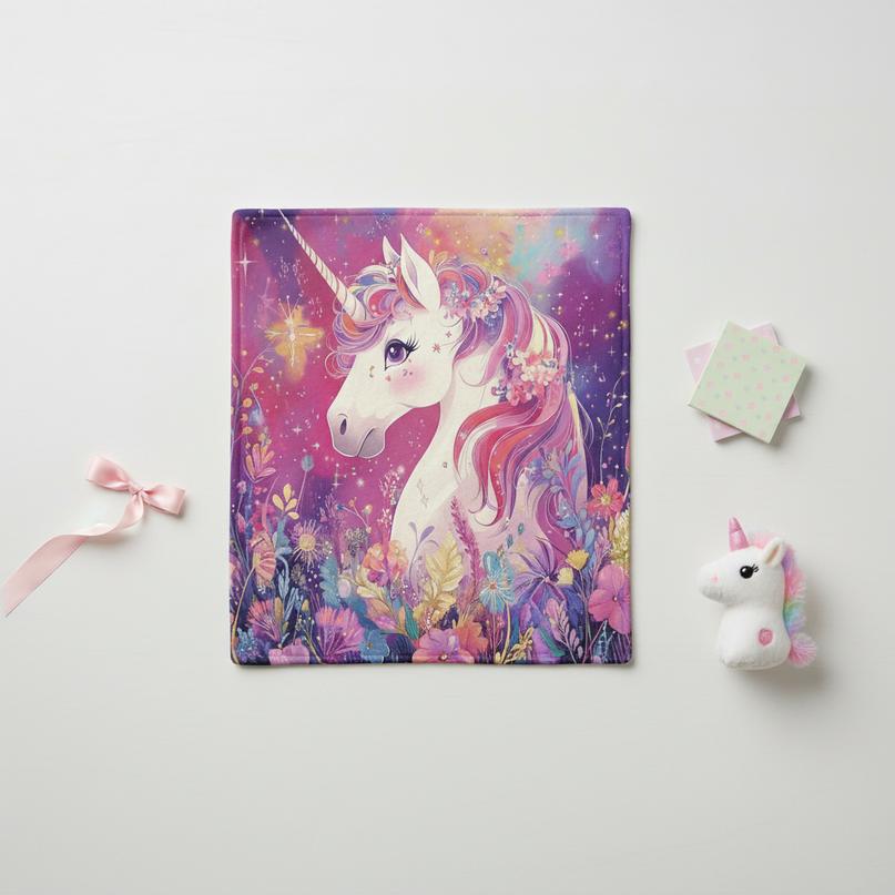 unicorn blanket camping - flat-lay