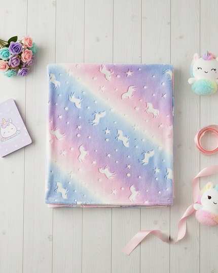 unicorn blanket car seat - flat-lay