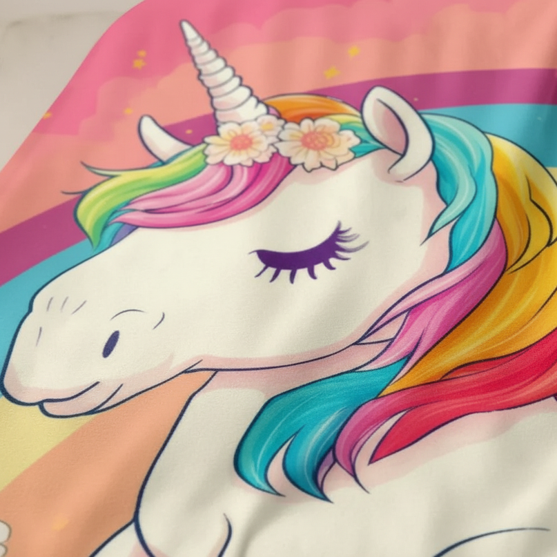 unicorn blanket couch - detail