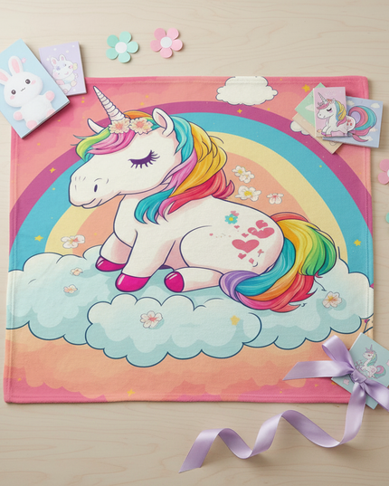 unicorn blanket couch - flat-lay