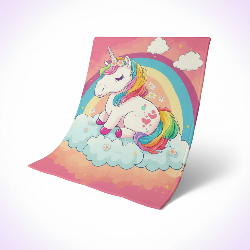 unicorn blanket couch - white-bg