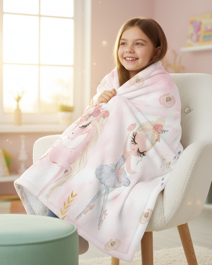 unicorn blanket kids - in-use
