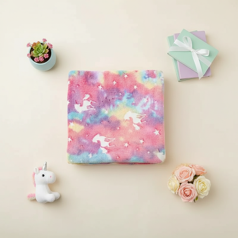 unicorn blanket stroller - flat-lay