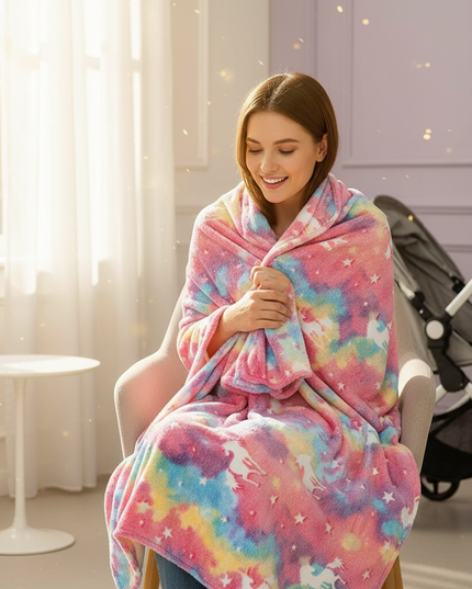 unicorn blanket stroller - in-use