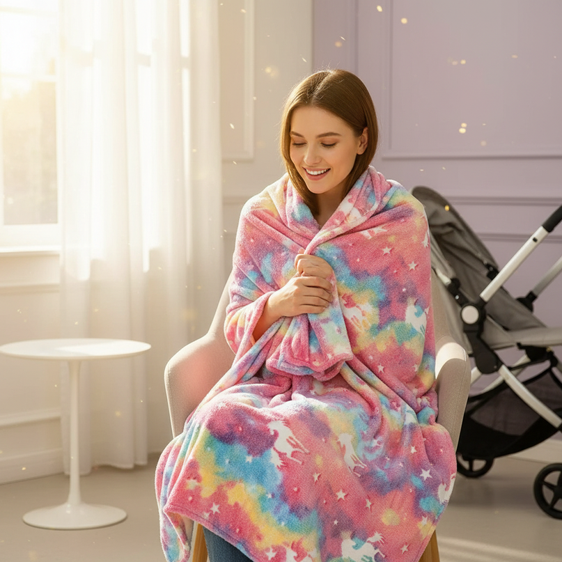 unicorn blanket stroller - in-use