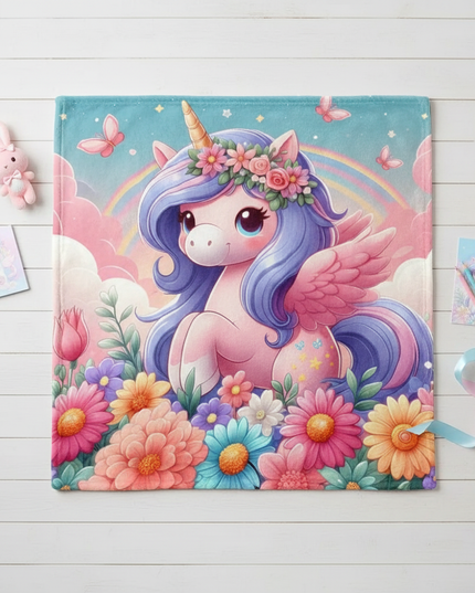 unicorn blanket teens - flat-lay