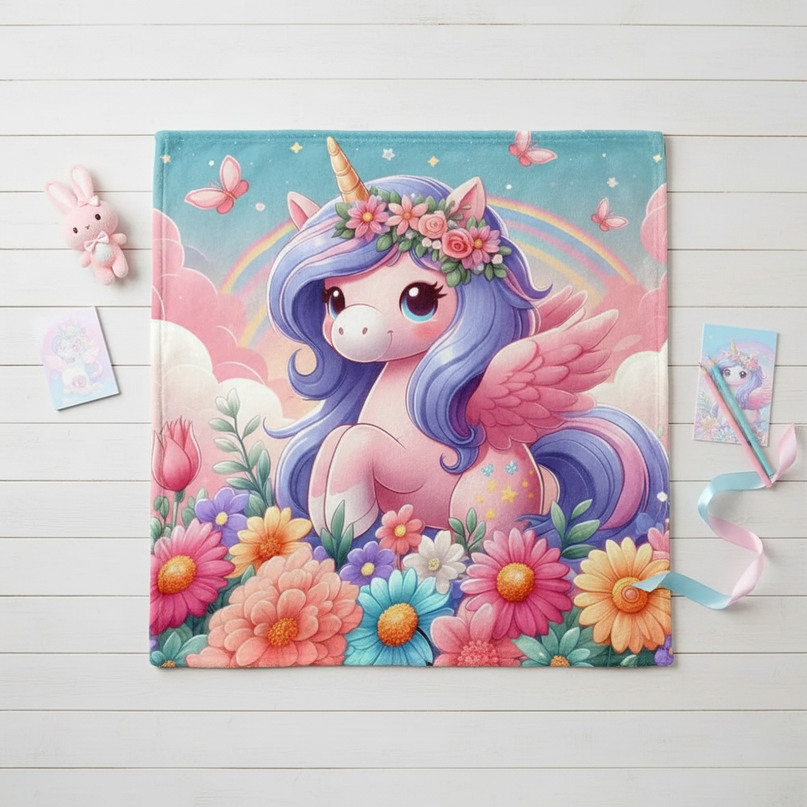 unicorn blanket teens - flat-lay