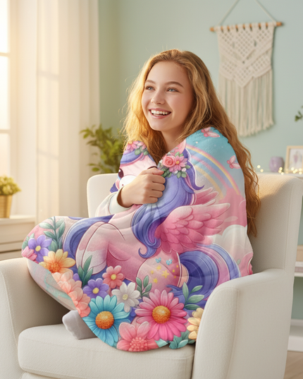 unicorn blanket teens - in-use