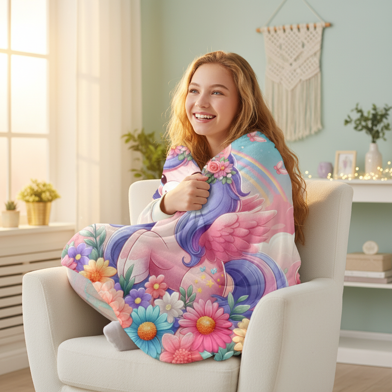 unicorn blanket teens - in-use