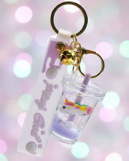 unicorn boba keychain - detail