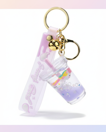unicorn boba keychain - white-bg