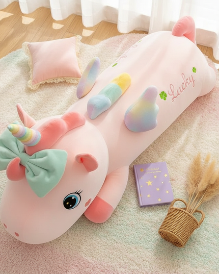 unicorn body pillow plush - flat-lay