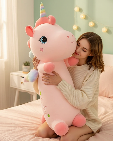 unicorn body pillow plush - in-use