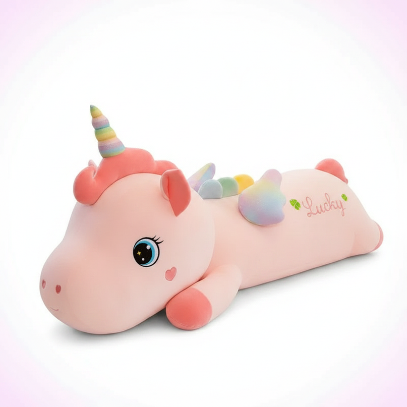 unicorn body pillow plush - white-bg