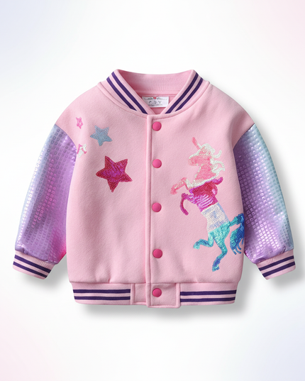 unicorn bomber jacket for girls - white-bg