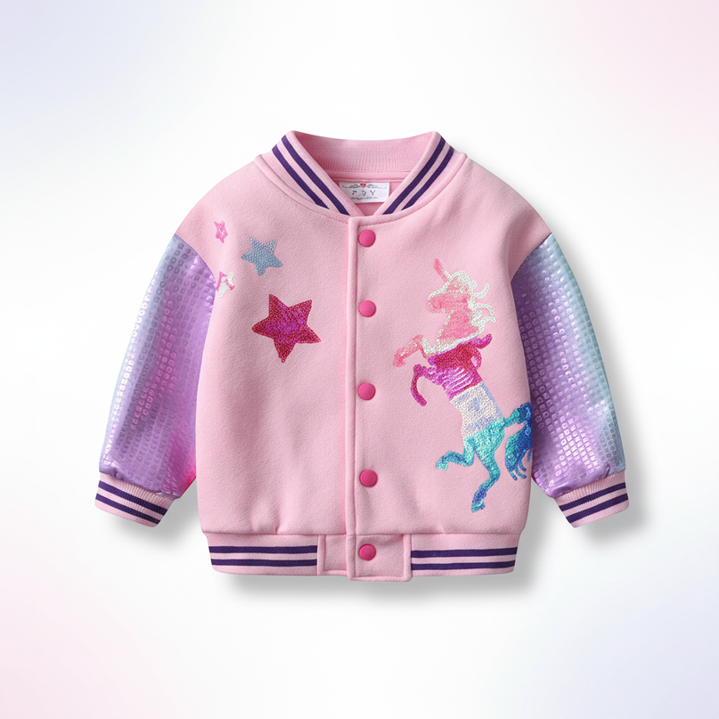 unicorn bomber jacket for girls - white-bg