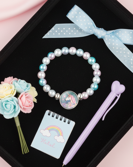 unicorn bracelet for daughter - flat-lay