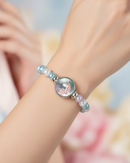 unicorn bracelet for daughter - in-use
