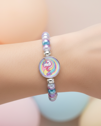 unicorn bracelet for little girl - in-use