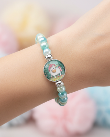 unicorn bracelet for toddler - in-use