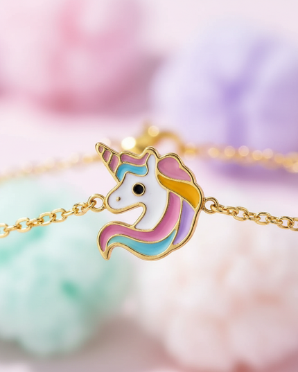 gold unicorn bracelet - detail