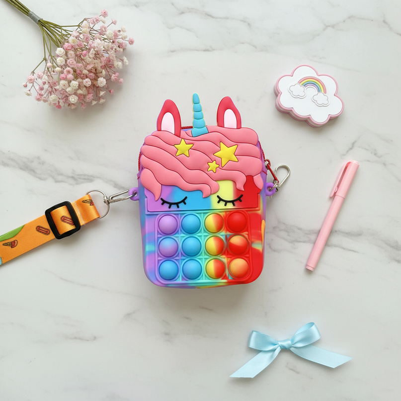 unicorn bubble purse - flat-lay
