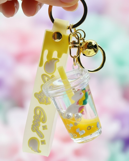 unicorn bubble tea keychain - detail