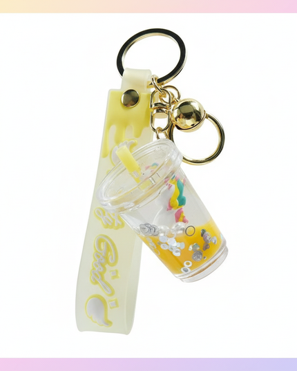 unicorn bubble tea keychain - white-bg