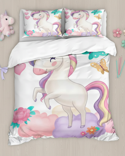 unicorn butterfly bedding - flat-lay