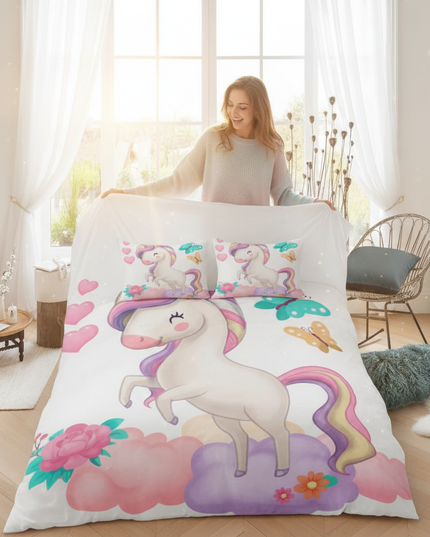 unicorn butterfly bedding - in-use