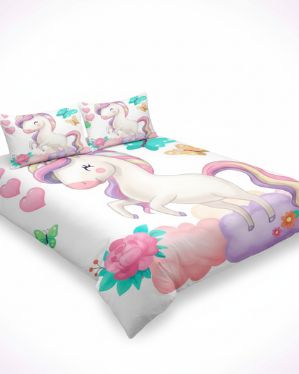 unicorn butterfly bedding - white-bg