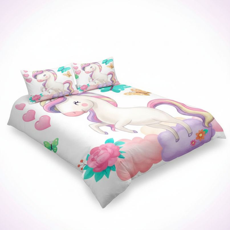 unicorn butterfly bedding - white-bg
