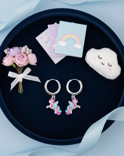 unicorn butterfly earrings - flat-lay