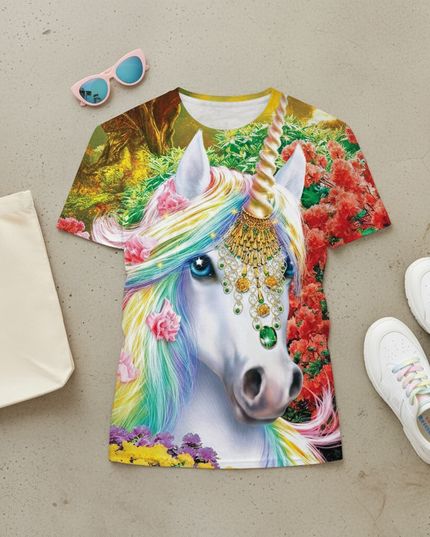 unicorn camping shirt - flat-lay