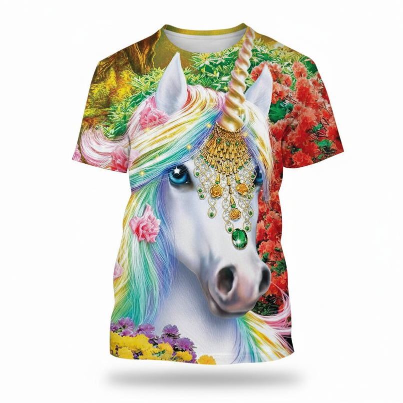 unicorn camping shirt - white-bg