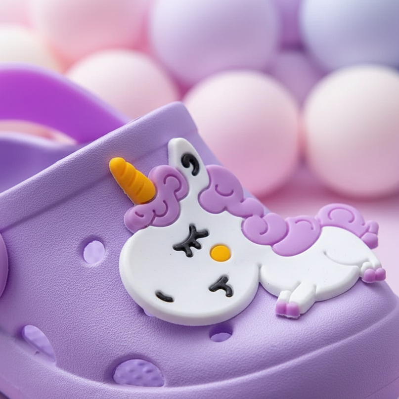 unicorn candy slippers - detail